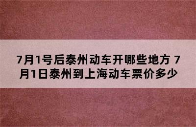 7月1号后泰州动车开哪些地方 7月1日泰州到上海动车票价多少